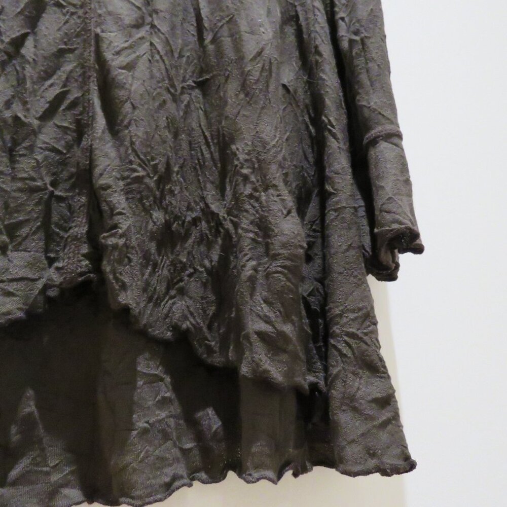SNOSKINS Cowl Neck Crinkle Lagenlook Art To Wear Tunic Top in Chocolate Brown - Picture 10 of 14